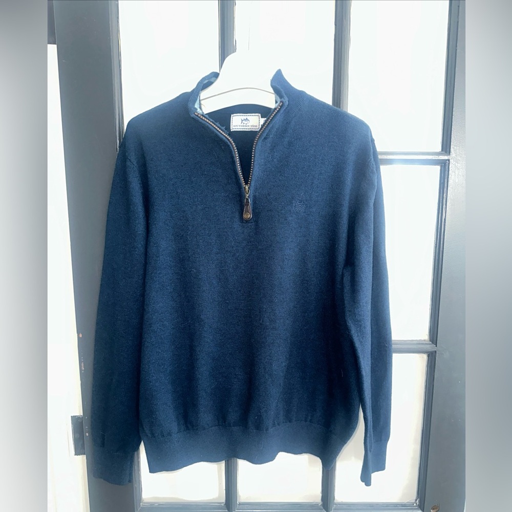 Southern tide navy quarter zip sweater size medium